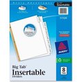 Avery Dennison Avery WorkSaver Big Tab Insertable Tab Divider, Blank, 8.5"x11", 8 Tabs, White/Clear 11124